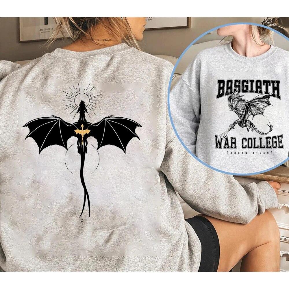 Unisex HoodieBasgiath War College Double Sided Crewneck Sweatshirt Fourth Wing Shirt Violet Sorrengail Bookish Hoodie Unisex Sweatshirts