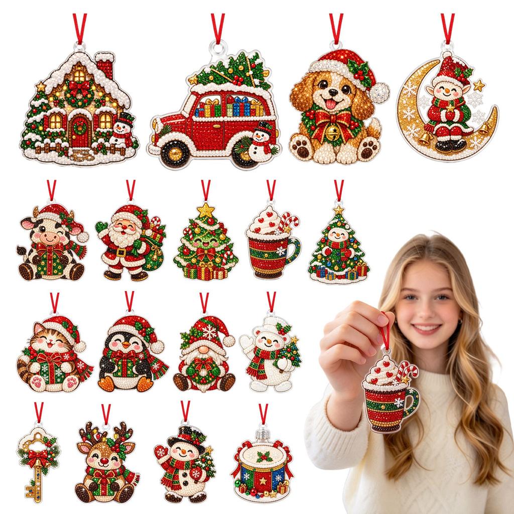 Christmas 2D Acrylic Hanging Ornament Cute Holiday Decoration for Kids