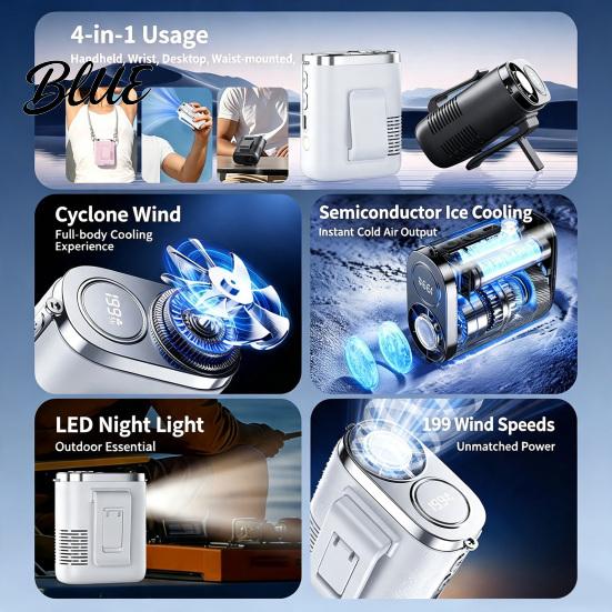 Handfree Personal Fan Portable Waist Fan Rechargeable Body with Flashlight Wireless Clip-on USB Powered for Neck Belt Hip Outdoor Work Travel