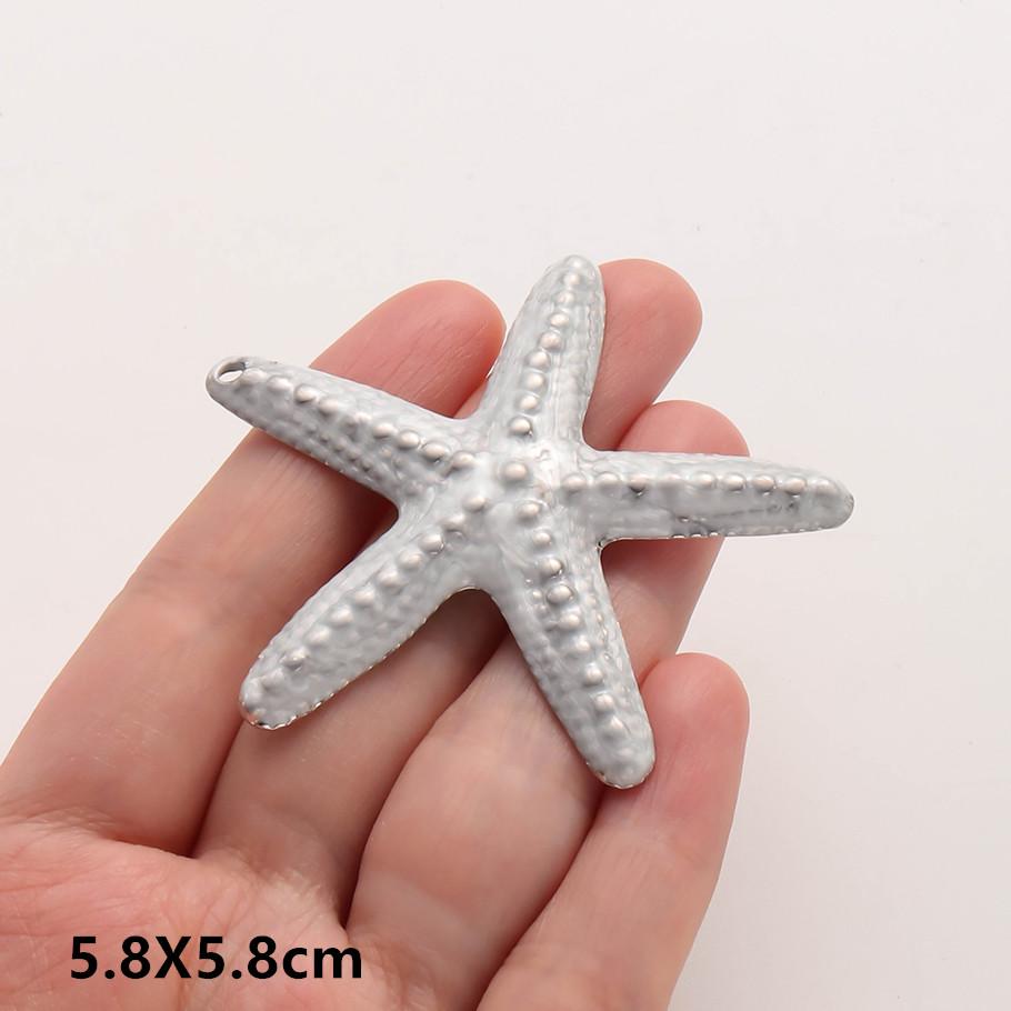 2Pcs Silver Color Marine Life Pendant Whiteblue Enamel Charm Turtle Starfish Fish Diy Stainless Steel Charms For Jewelry Making