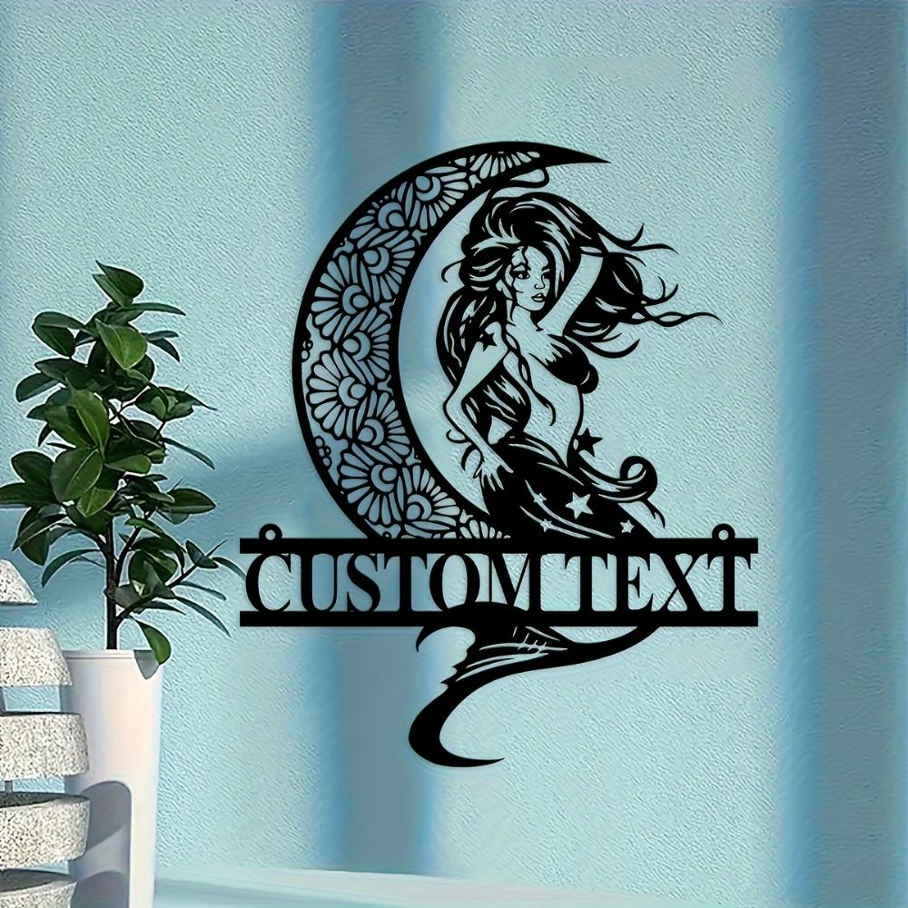 Mermaid Metal Wall Art Custom Outdoor Decor Personalized Gift  Mermaid Wall Art Metal Outdoor Decor Custom Name Personalized