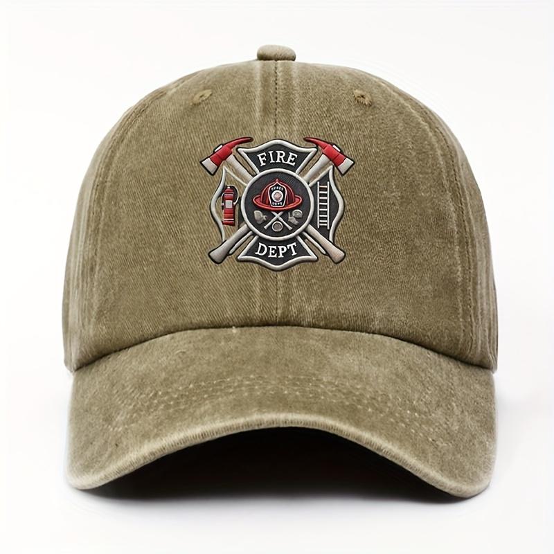 A Fun Classic Vintage Fire Station Badge Mens Baseball Cap with Adjustable Head Circumference and a Lightweight Curved Brim P