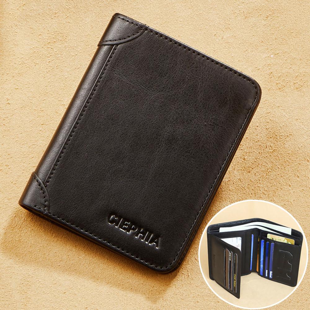 Genuine Leather Rfid Wallets for Men Vintage Thin Short Multi Function ID Credit Card Holder Money Bag Gift for Him