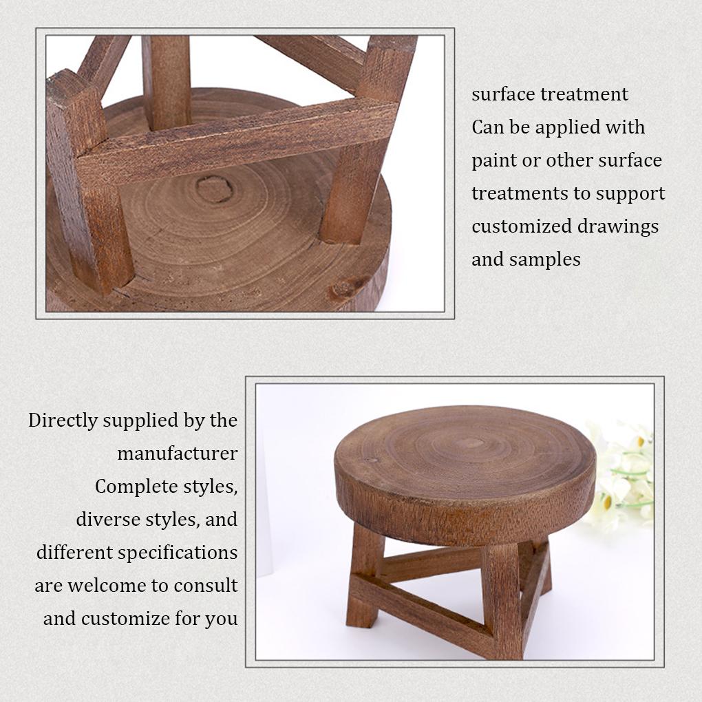 Solid Wood Low Stools Round Shape Plant Stand Chair Tea Table Change Shoes Stool Home Decoration Er Pot Holder Shelf