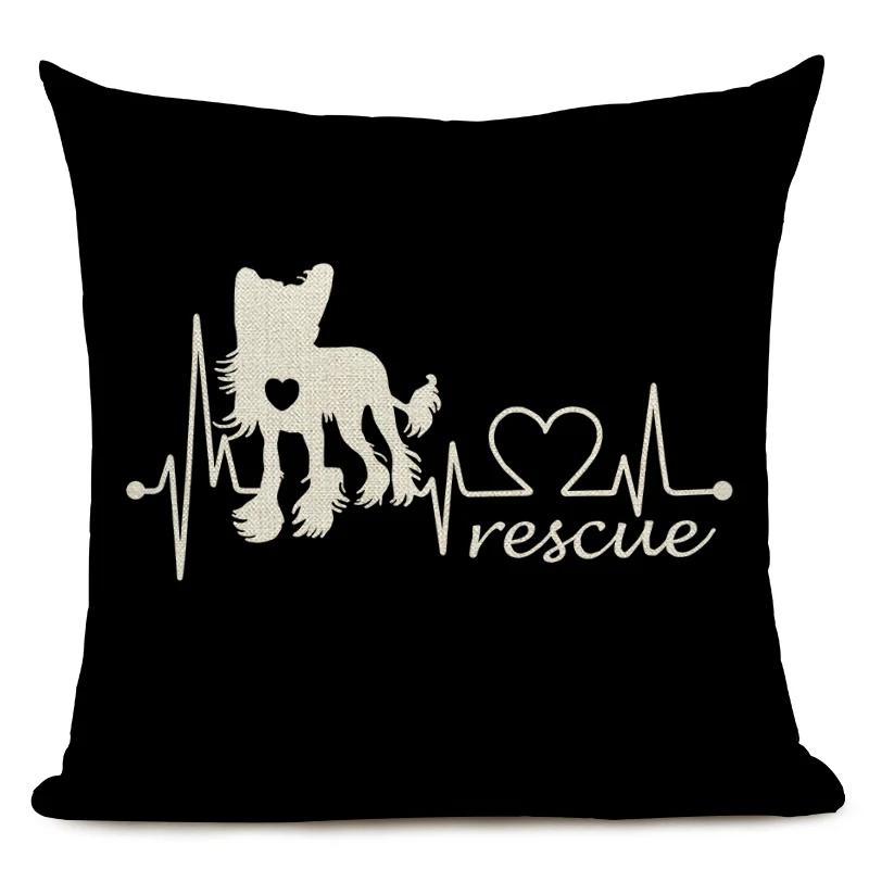 Black and White Animal Cushion Cover Dachshund Dog Shapi Dog Wave Heart Print Sofa Decorative Pillow Case