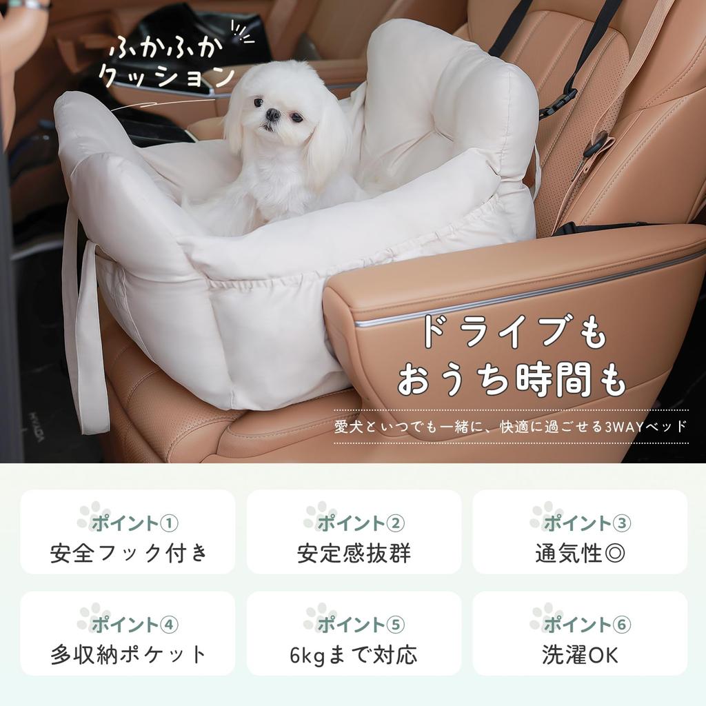 IPetAura Pet Car Seat Box for Small Dogs To Prevents Dogs from Jumping Car Seat Bed (Up 12kg), Waterproof, Washable, Out,