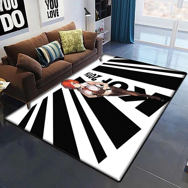 KOF Anime Krásný Malovaný Koberec do Obývacího Pokoje Velký Plošný Koberec Černý Měkký Koberec Domácí Dekorace Podložky Boho Koberce Piknik