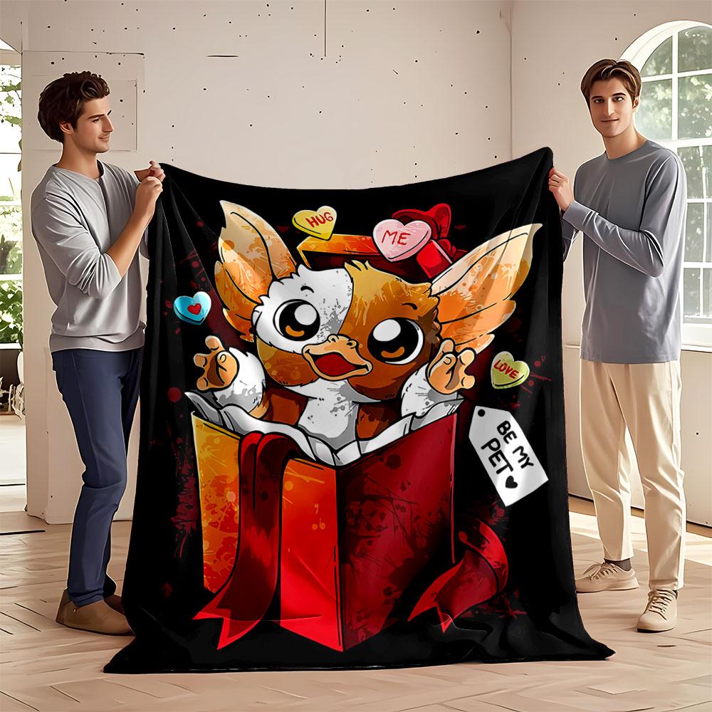 A Cute Creature Pops Out of a Gift Box with Hearts and Loving Tags. for All Seasons Blanket Lunch Break Throw Gift 75X95CM