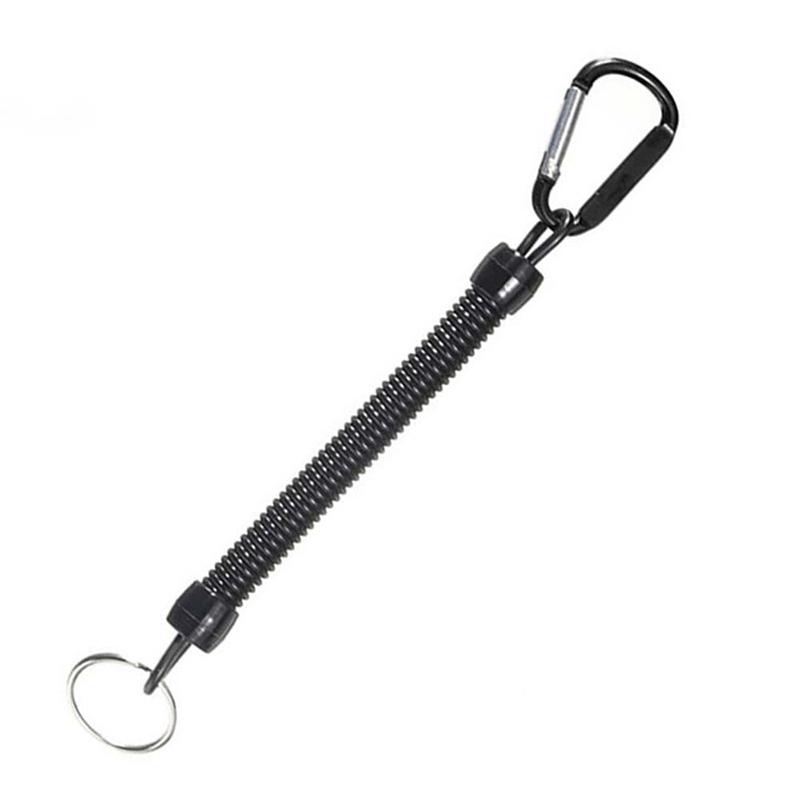 1Pc Tactical Retractable Spring Elastic Rope Portable Fishing Lanyards Outdoor Hiking Camping Carabiner Anti-Lost Phone Keychain