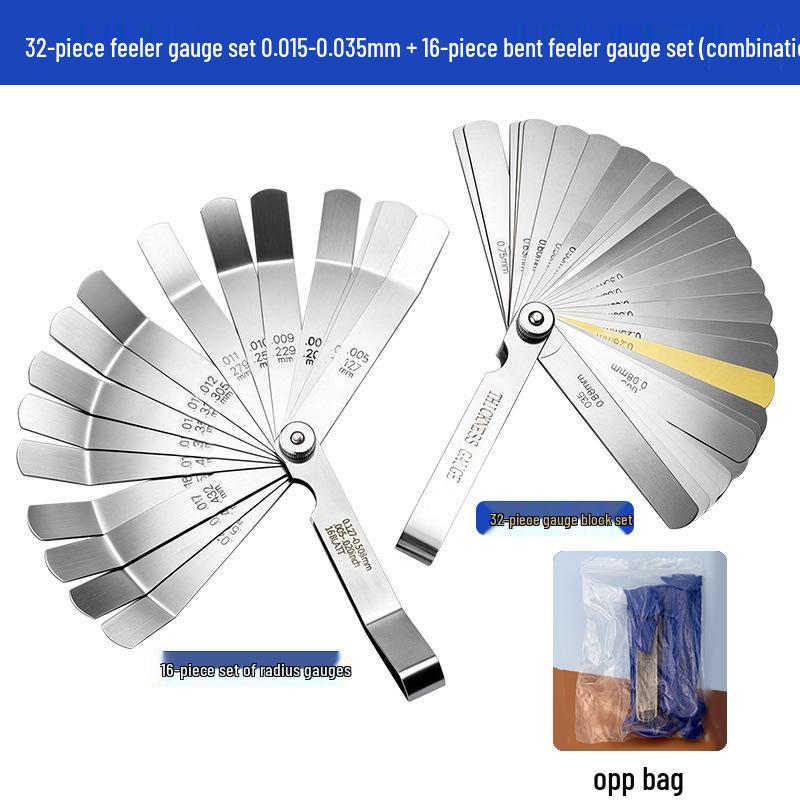 32-teiliges Fühlerlehren-Set: Ventilmesswerkzeug mit 0,04-0,88 mm Spaltgröße und 0,25 mm Kupferblech