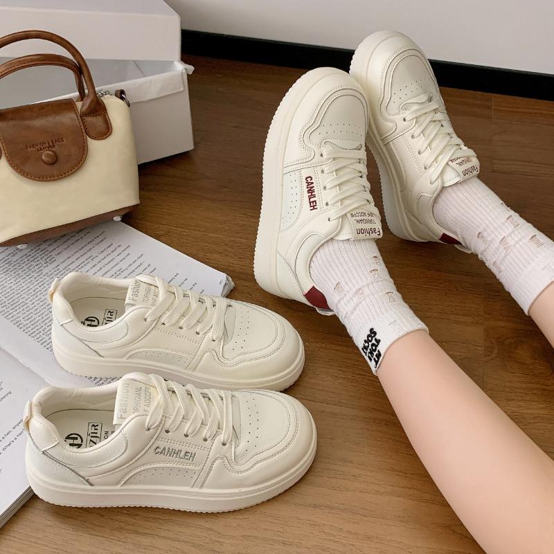 Muffin Platform White Shoes Women's New Fashion Versatile Comfortable Breathable College Style Casual Sports Shoes
