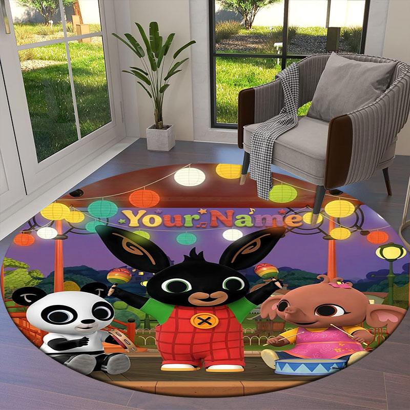 Bing Custom Name Round Area Rug,Carpet Rug for Living Room Bedroom Sofa Playroom Decor,Non-slip Floor Mat