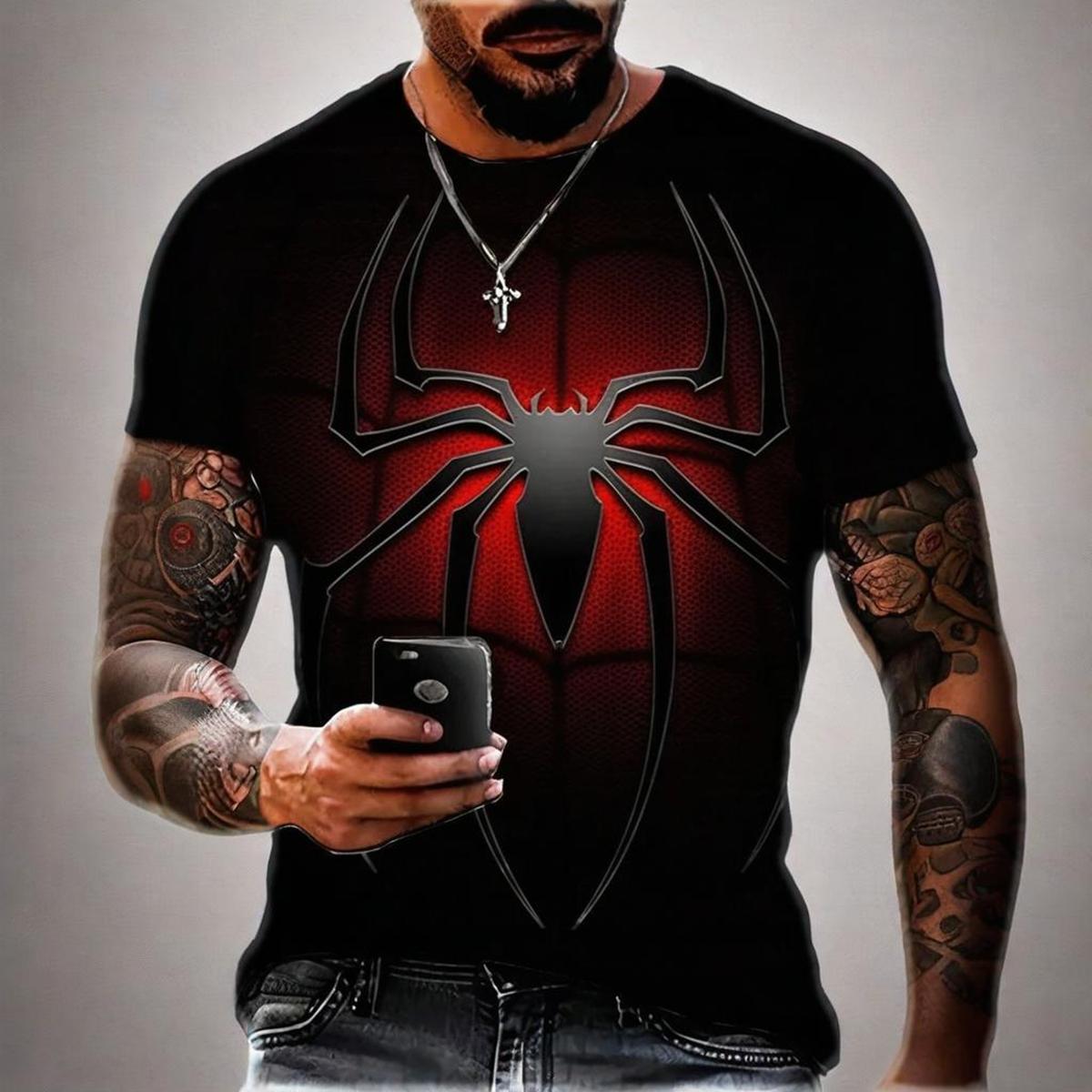

Summer Colorful Men s Top T-shirt 3D Printed Spider Man Venom Pattern Casual Fashion Short Sleeve Clothing L