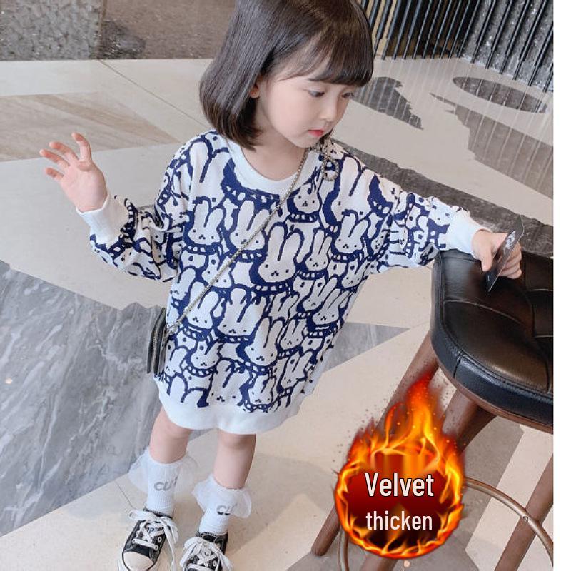 Hoogwaardige herfst- en winter fluwelen sweaterjurk voor baby meisjes - Modieus & Stijlvol