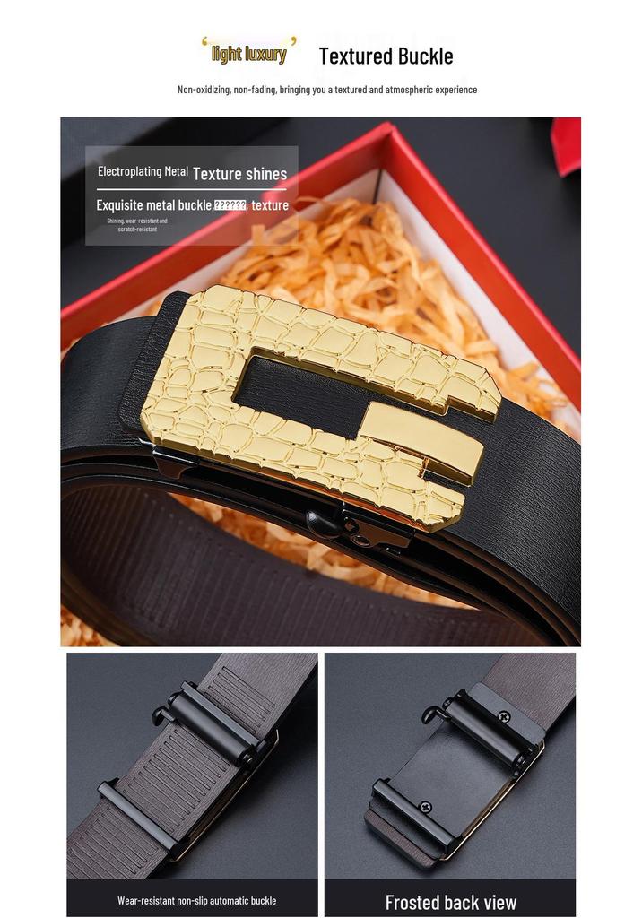 Men's Trendy Casual Leather Belt with Automatic Buckle
