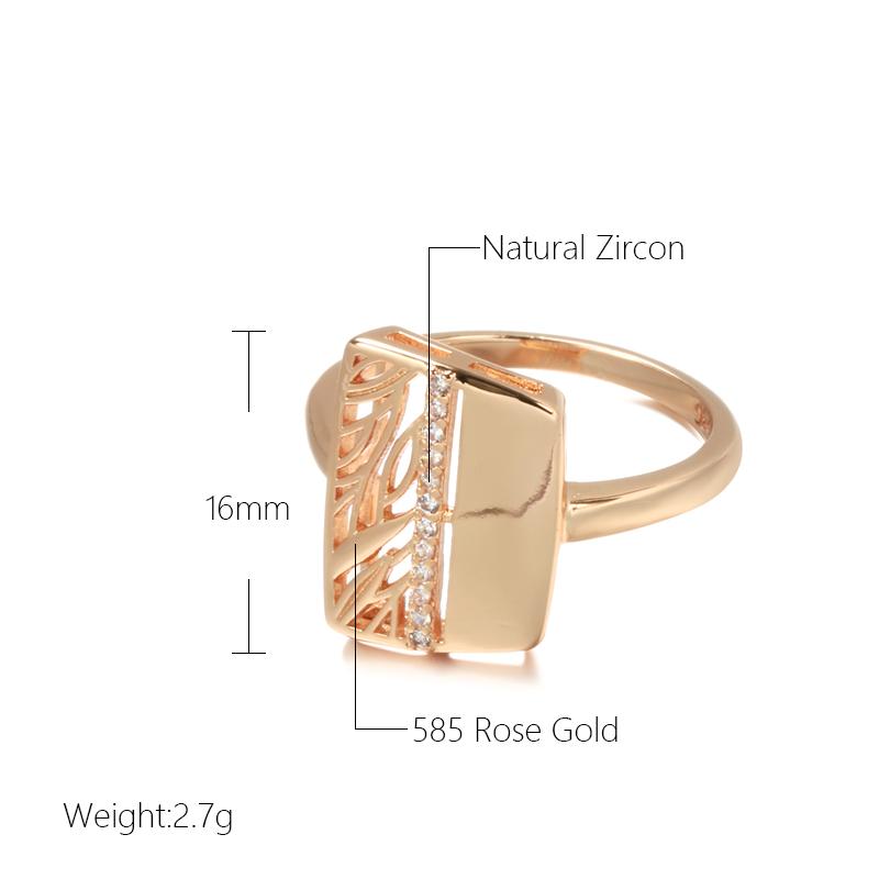 Luxury Glossy Hollow Flower Ring Women  Rose Gold Color Natural Zircon Wedding Bridal Ring Fashion Fine Daily Jewelry