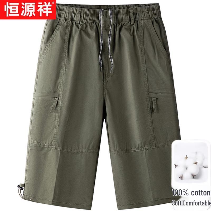 Hengyuanxiang Men s Summer Cotton Capri Workwear Shorts 5XL