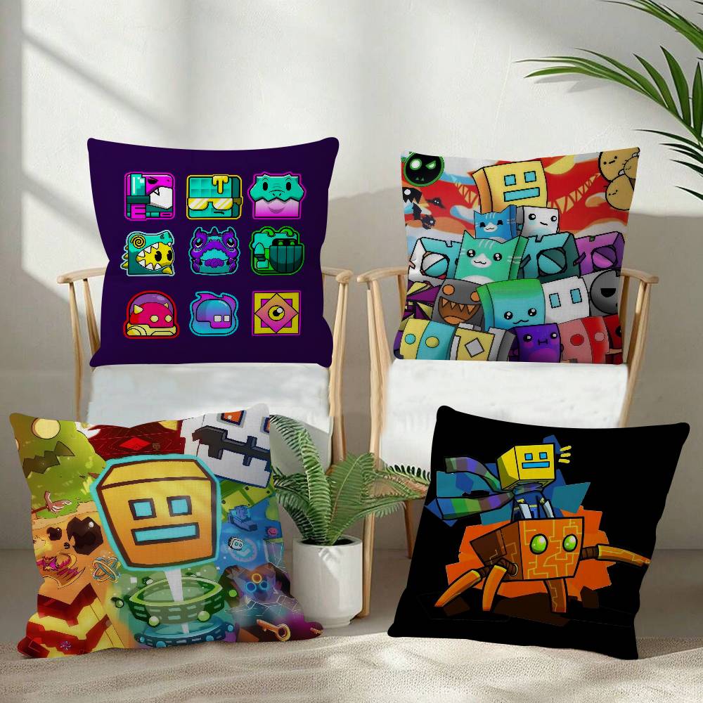 Game Geometry Cartoon Dash  Pillow Gift Home Office Decoration Bedroom Sofa Car Cushion Cover Case 45x45