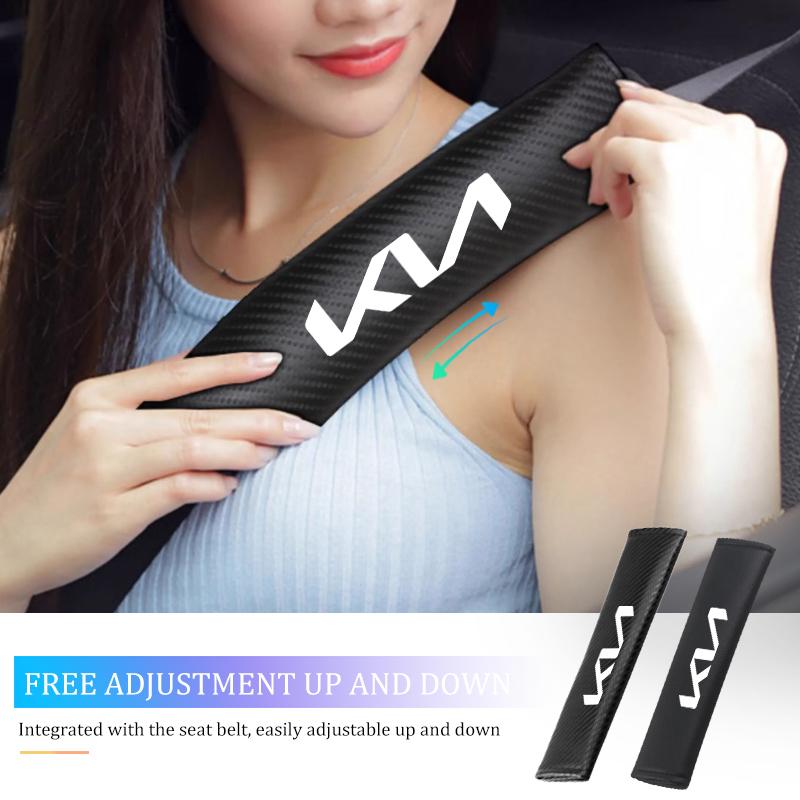 For Kia 1/S Carbon Fiber Car Seat Belt Cover Shoulder Pad Protector Cover Safety Belt Padding Pad Cushion Cerato Soul Venga