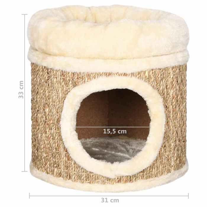 Maison pour chat - vidaXL - Herbiers marins - 31 x 33 cm - Beige - Confort douillet