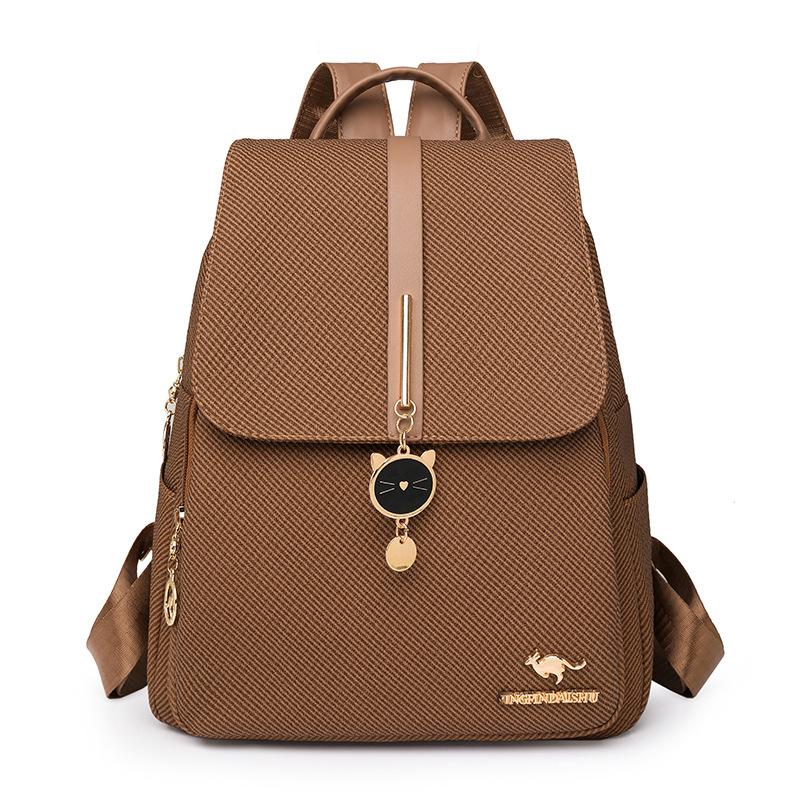 Schoolbag backpack women pu fabric texture commuting large capacity waterproof travel anti-theft backpack niche retro Baigou bag
