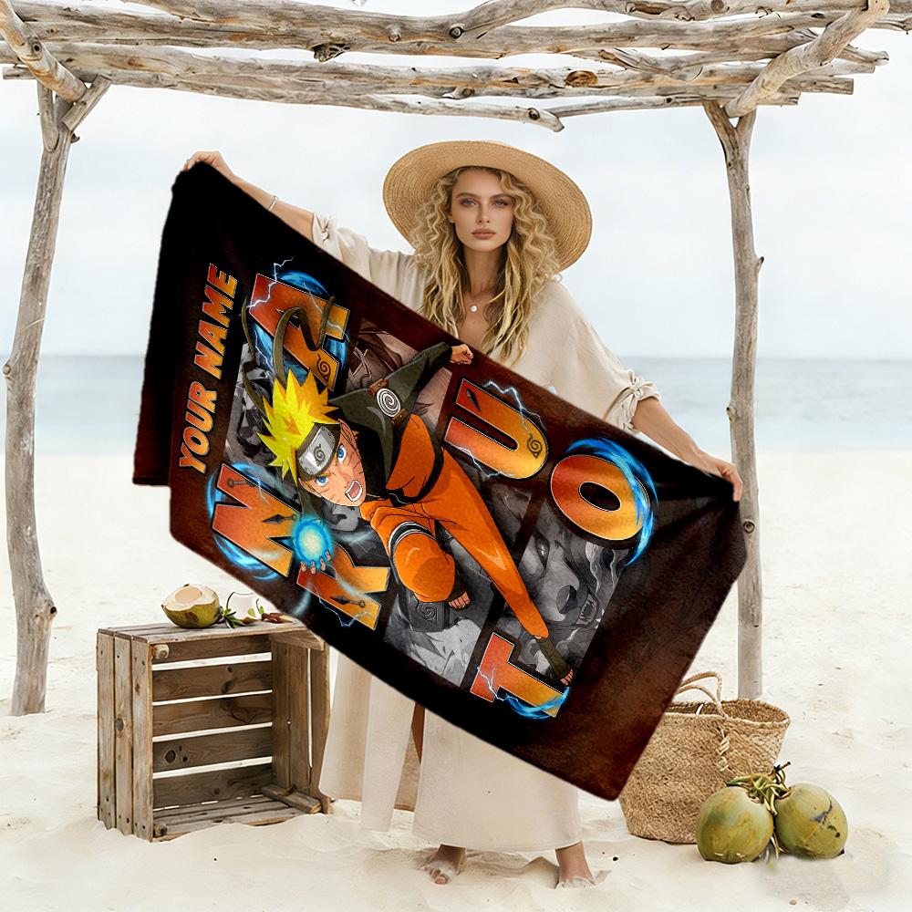 Naruto Character Customize Your Name Beach Towel High Absorbency & Quick-Dry Suitable for Sports Travel Swimming Yoga Bathroom Beach And Pool