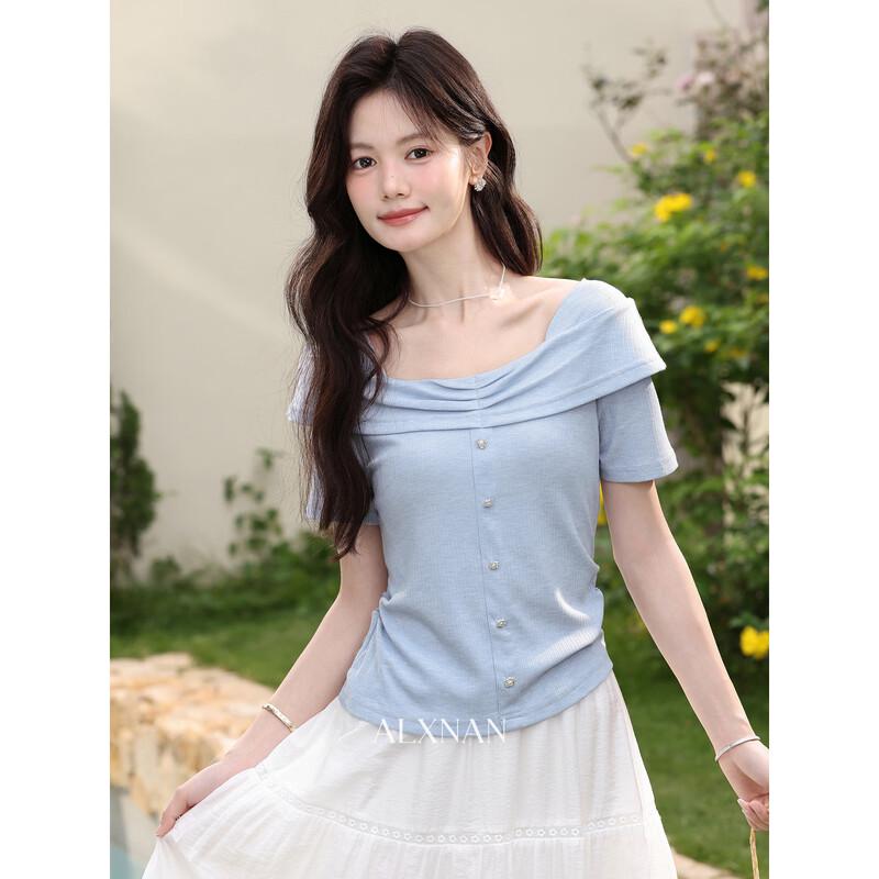 Lu Xiangnan Women s Blue Slim-Fit T-Shirt M синий