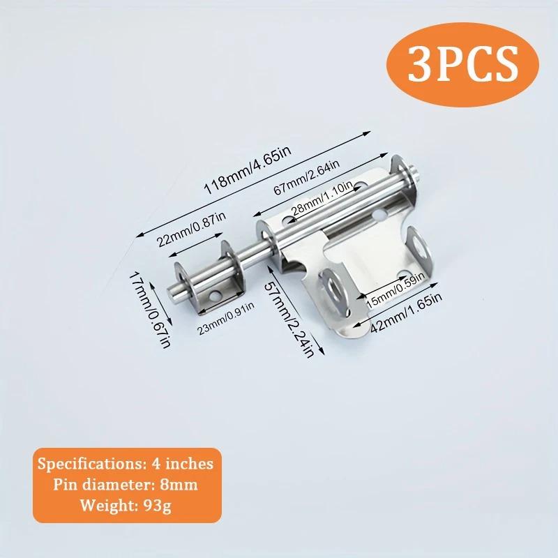 Stainless Steel Door Bolt Pet Cage Left and Right Two-way Door Lock Latch Warehouse Door Anti-theft Padlock Door Cow Lock Plate
