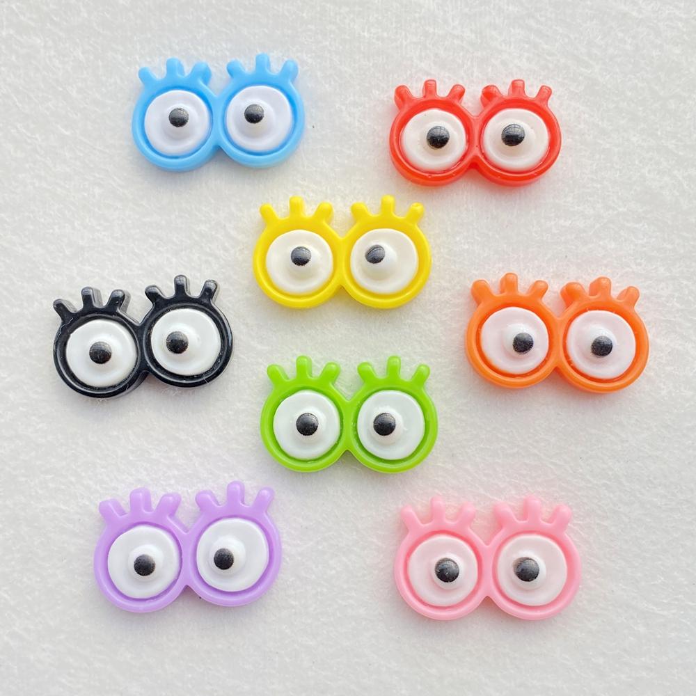20pcs Colorful Kawaii Cartoon Animal Eyes Series Flat back Resin Scrapbooks Figurines DIY Decor Crafts