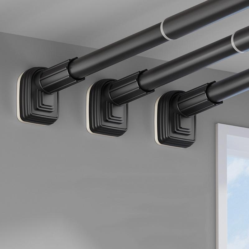 Retractable Clothes Drying Rod Easy To Install Spring Tension Curtain Rod Metal Telescopic Rods for Shower or Window