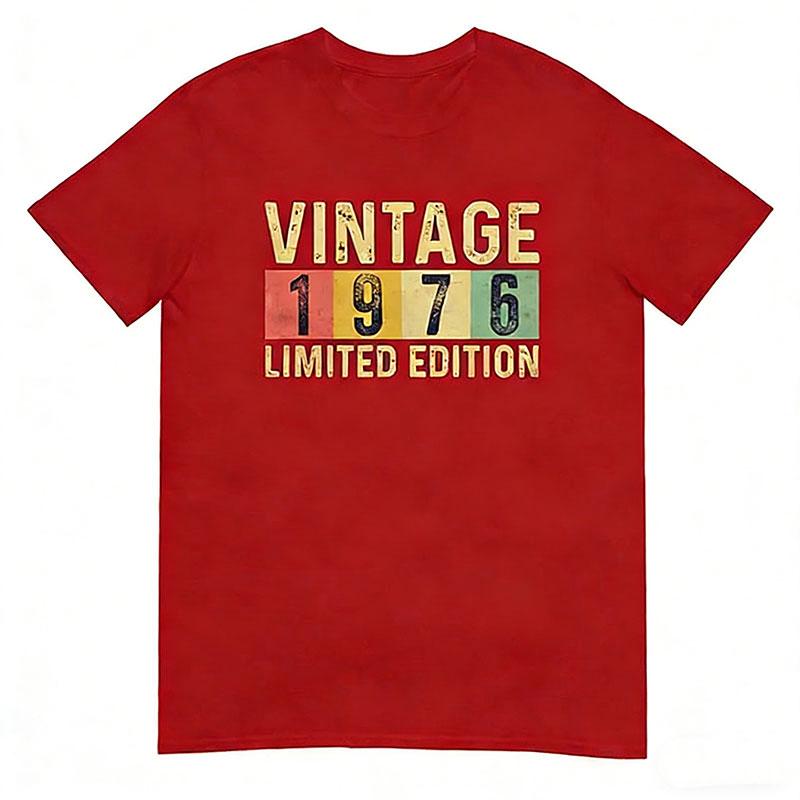 Vintage 1976 for Women Men 50th Birthday Meaningful Gifts TShirt Summer Fashion Casual Comfort Soft Cotton Tee Print Shirt Tops