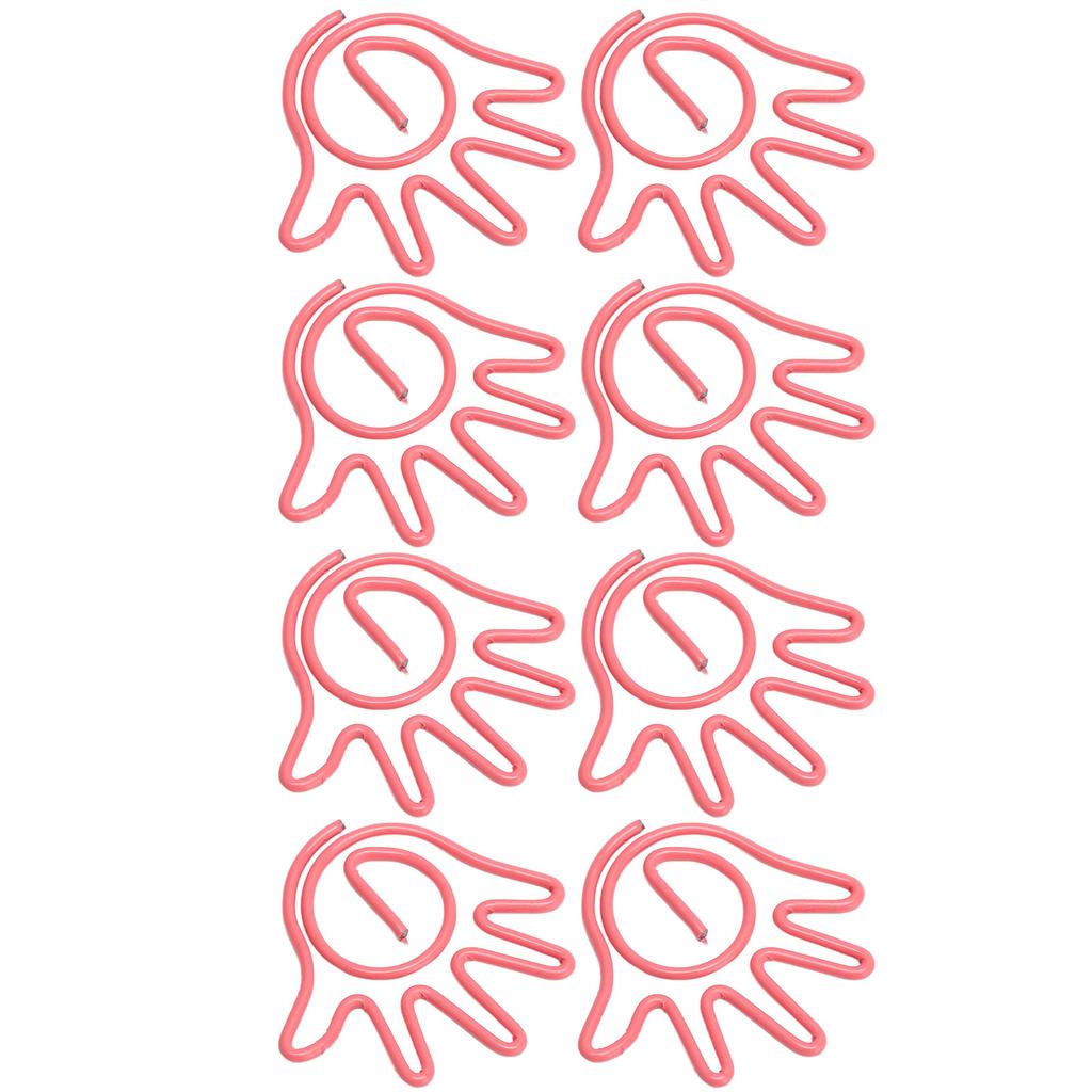 100Pcs Paper Clip Metal Hand Shaped Design Rustproof Paperclip Decoration for Office School Pink