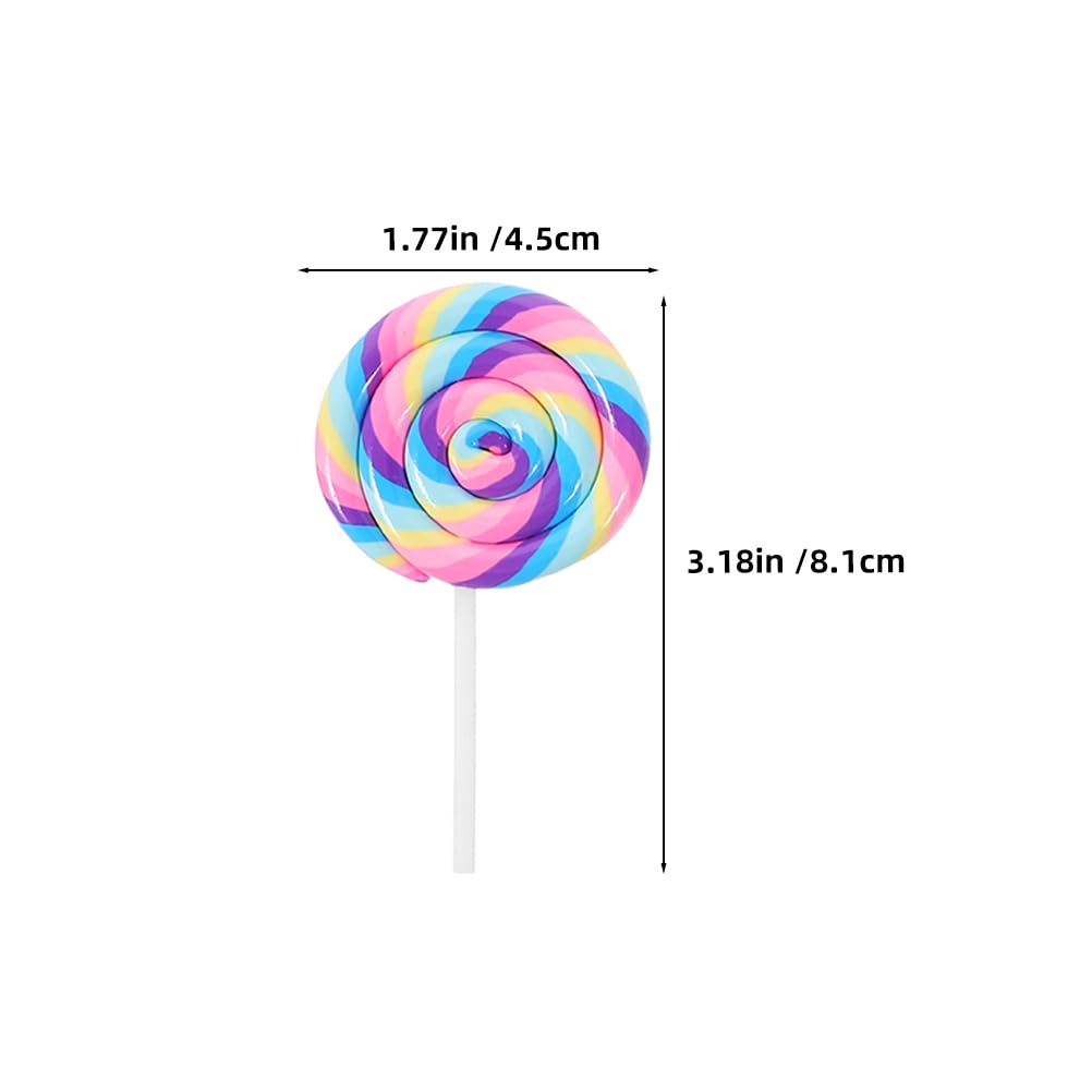 Alasum Miniature Candy Set of 4 Lollipop Vivid DIY Sample Decorations for Pretend Candy Photo Booth Decorations Toys, Charms, Colors, Play,