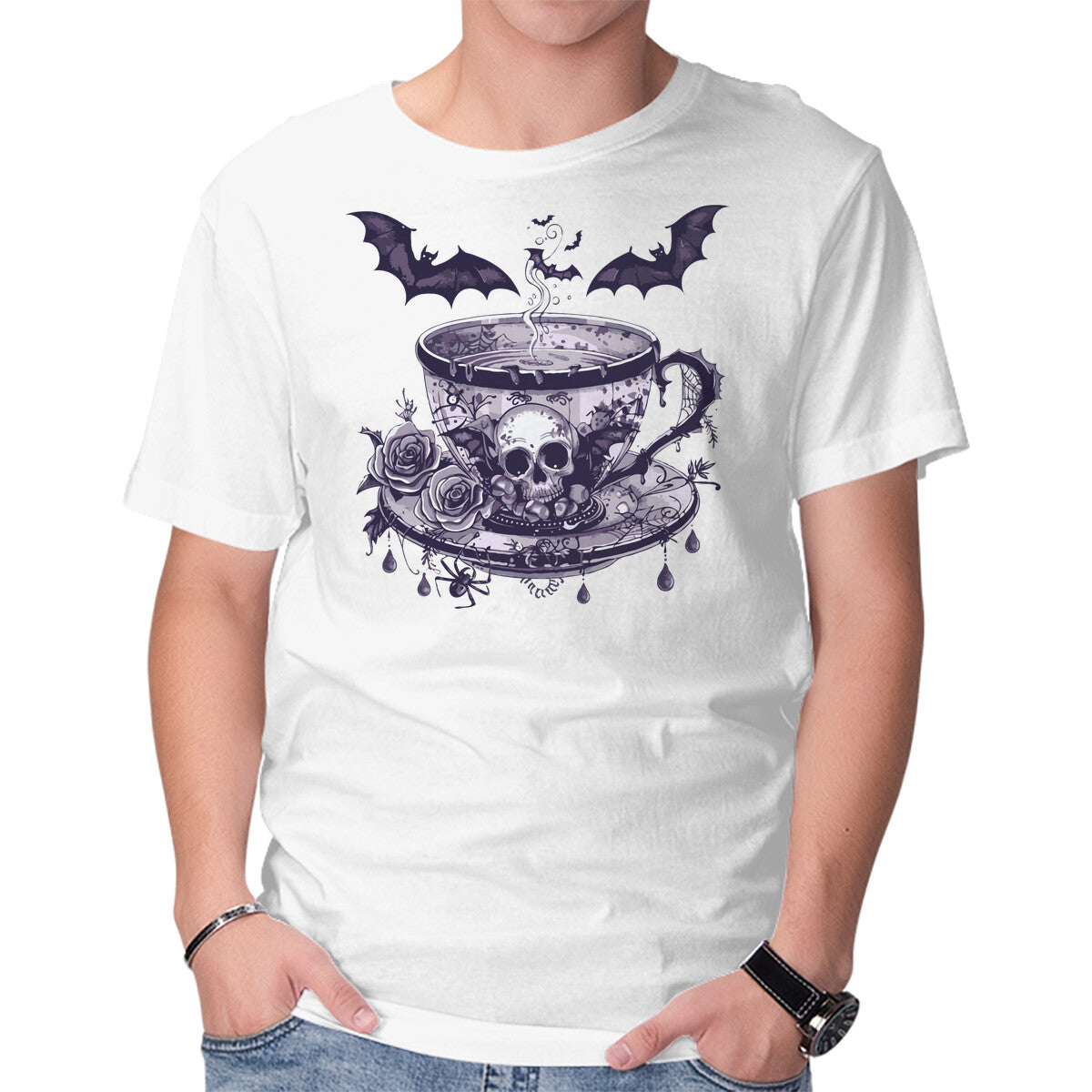 Unisex Crew Neck T-Shirt Coffee Goth Graphic Short Sleeve Casual Tee XL