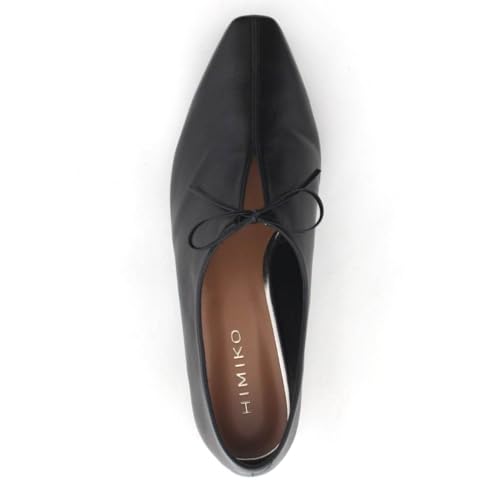 HIMIKO Himiko Center Slit Ribbon Pumps, Black, Size 651312, Low Heel, Genuine Leather, Soft Cushion, Size 245