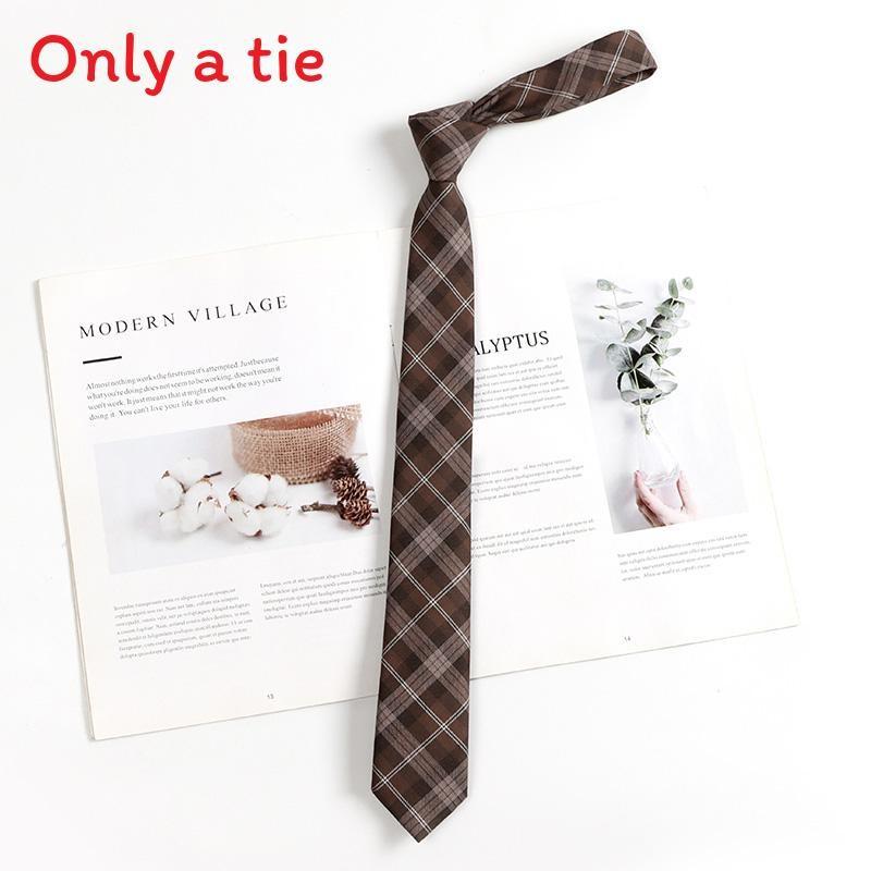 Checkered Retro Brown Striped Tie And Bow For Casual School Outfits Gifts And