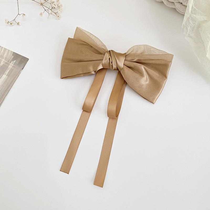 New Black Large Bow Ribbon Hair Clip for Women's Fashion Temperament Coil Hair Spring Clip Girl Hair Accessories