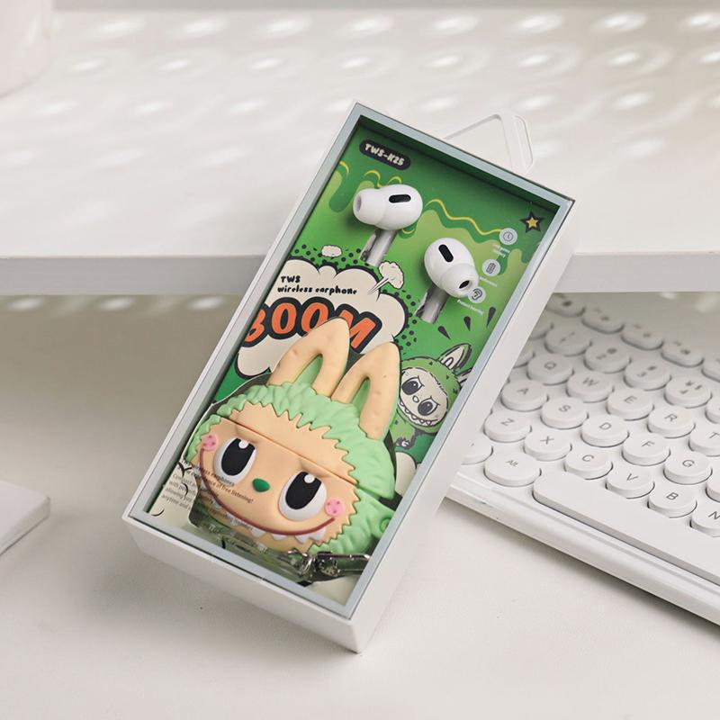 Cartoon Labubu Cute Wireless Earphone With Protective Case And Hanging Pendant Rope Bluetooth Earbuds Headphone Headset