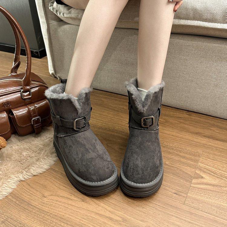 Leather Thick-soled Heightening Snow Boots for Children In Winter, Piled and Thickened To Keep Warm 2025 New Popular Cotton Shoes Outside