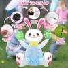 Easter Inflatables Outdoor Decorations 4ft Cute Inflatable Bunny Hold Eggs Blow Up Yard with LED Lighted Colorful Happy Rabbit Blow Ups for Outside