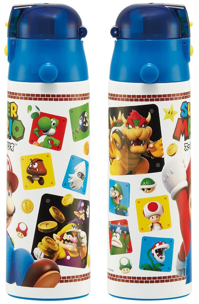 Skater Edelstahl-Wasserflasche, 580 ml, zum direkten Trinken, 570 ml, Super Mario 23, leichte Wasserflasche für Jungen, Sportflasche, süße Kinder