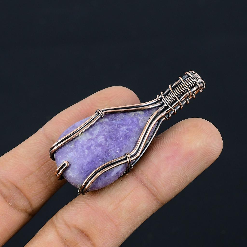 Purpurite Handmade Copper Wire Wrap Jewelry Pendant 2.2" y9K98