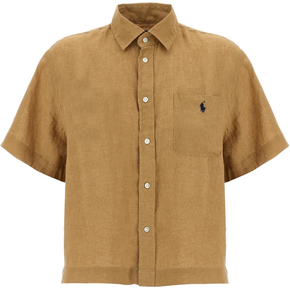 

Polo Ralph Lauren Рубашка женская свободного кроя с воротником поло, однобортная, с короткими рукавами, бежевая 211965847500-BEIGE M