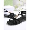 Square Toe Low Heel Sandals 2025 Summer New Plus Size Thick Heel Rhinestone Elastic Band Open Toe Sandals for Women