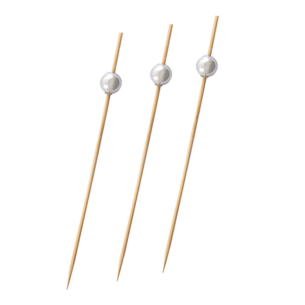 

100Pcs Bamboo Cocktail Picks 12Cm Creative Handmade Fruit Sticks Elegant Round Bead Cocktail Stick Appetizer Display for Party