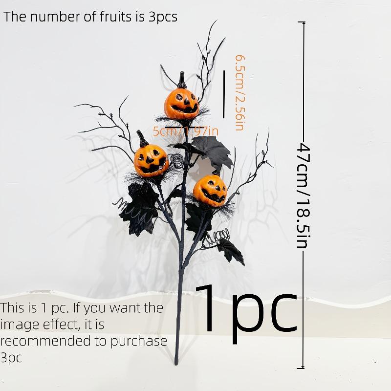 Halloween Artificial Pumpkin Bouquet Decor - Spooky Ghostly Pumpkins,Plastic Battery-Free Decoration for Home,Party,or Christmas