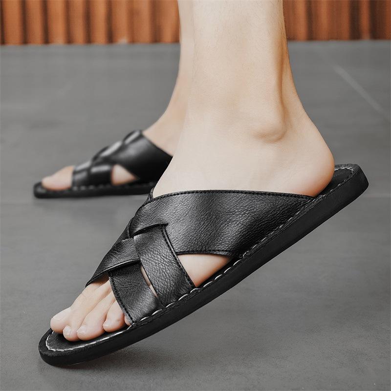 2025 Popular Two Men Wearing Cool Slippers, Light-soled Non-slip In Summer, Casual Driving, Wearing Sandals, Beach Shoes, Men