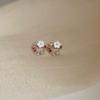 Silver Needle Pink Cubic Zirconia Flower Stud Earrings – Elegant & Delicate Accessories for Women.