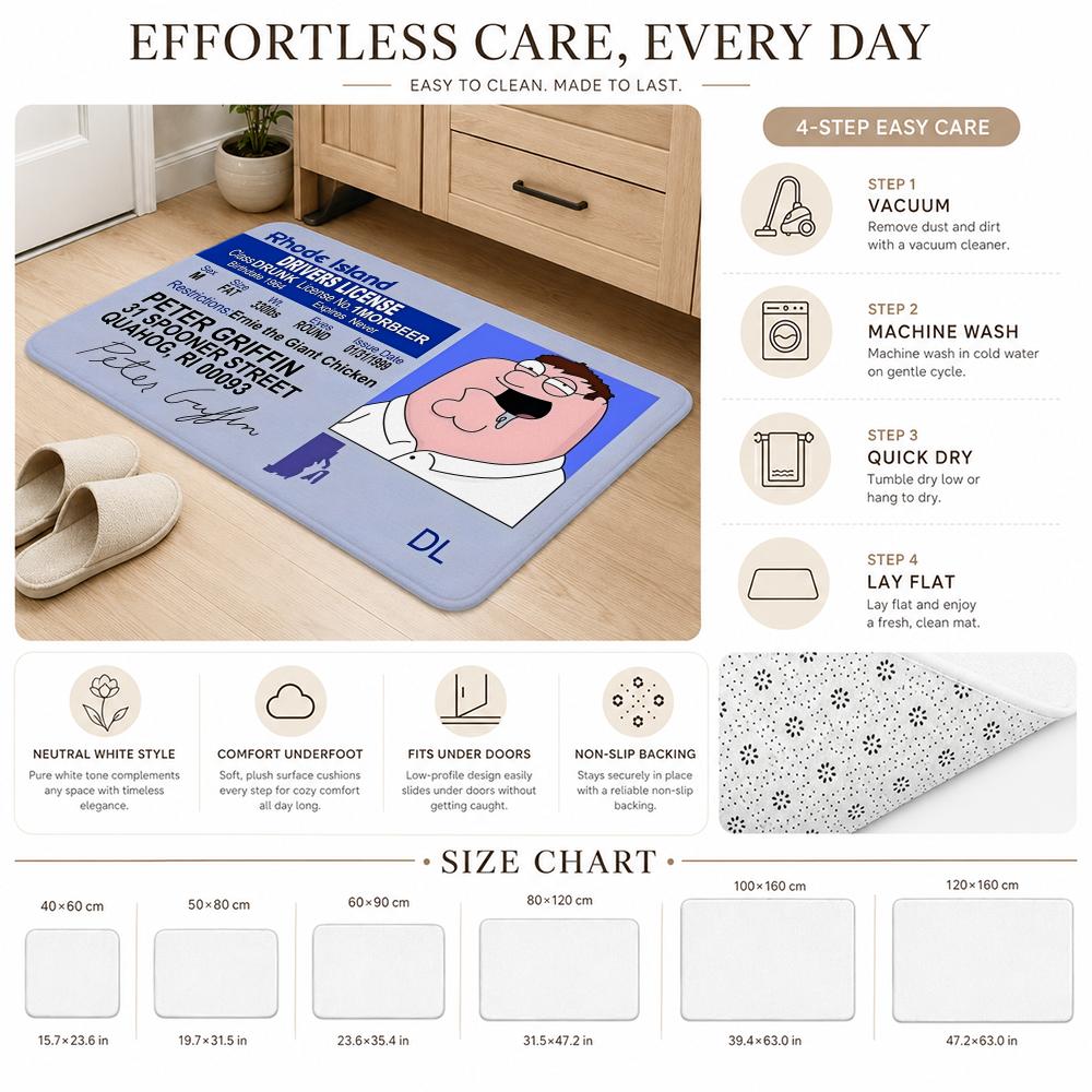 M-Mciovin Bank Floor Mat Cozy Minimalist Flannel Area Rug Anti-Slip Washable Bedroom Living Room Decor