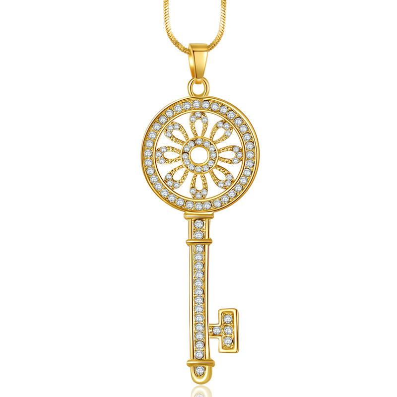 Korean Style Long Sweater Chain With Key Pendant For Women Gift